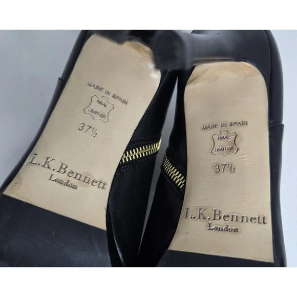 L.K. BENNETT DORIS BLACK LEATHER CALF SKIN BOOTIES IN 37.5/7-7.5 US $395 - Picture 10 of 10